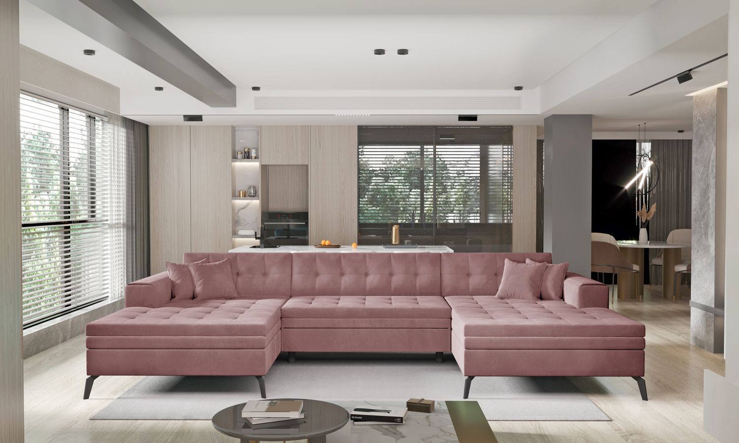 Corner Sleeper Sofa Vertizo 11 | size: Width: 350cm, Height: 93cm, Depth: 170cm | color: Velvetmat | image: 1 | variant: 1015413