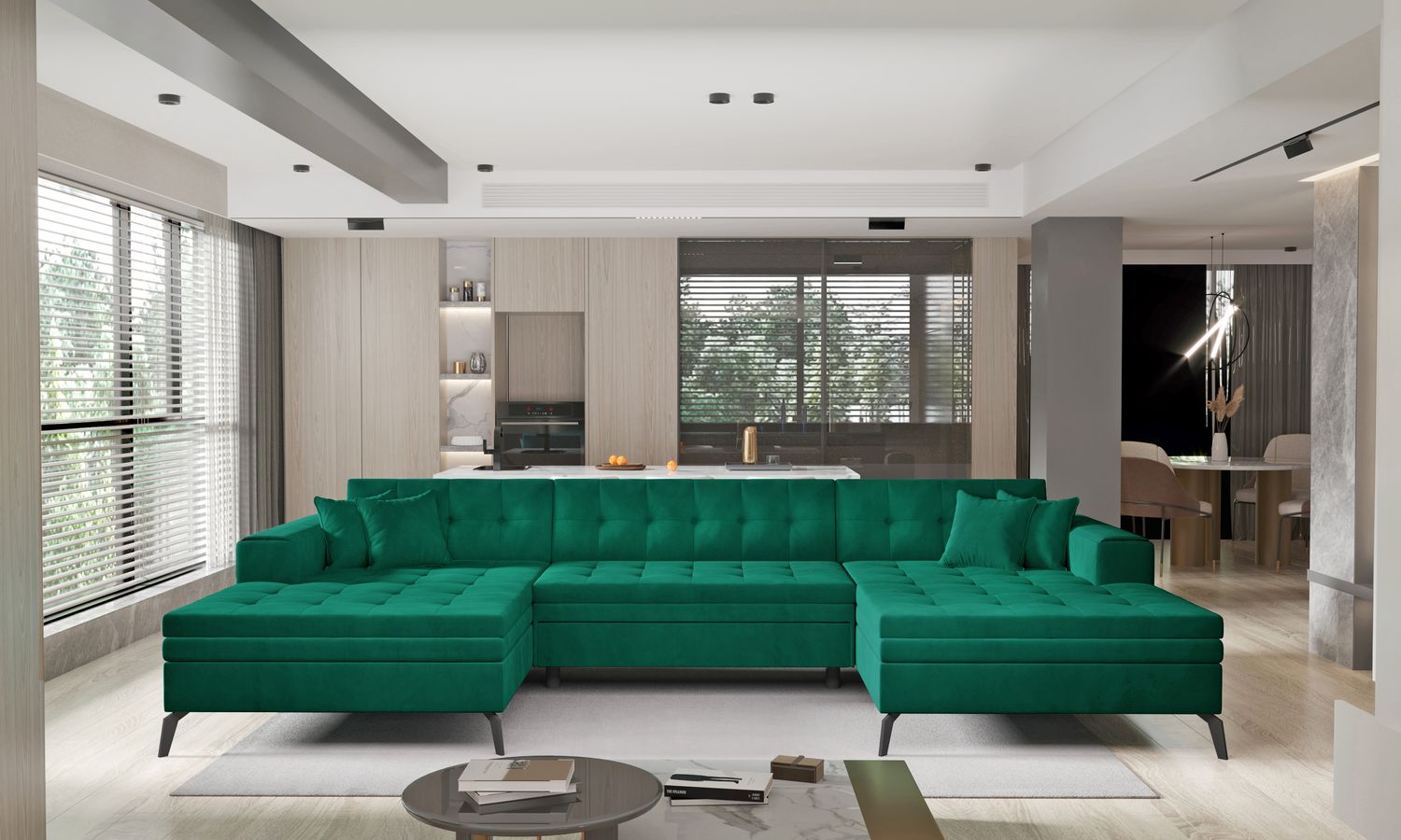 Corner Sleeper Sofa Vertizo 18 | size: Width: 350cm, Height: 93cm, Depth: 170cm | color: Nube | image: 1 | variant: 1015420