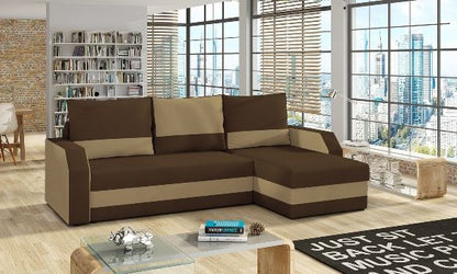 Corner Sleeper Sofa Warwick | size: Width: 237cm, Height: 90cm, Depth: 150cm | color: Brown/Beige | image: 0 | variant: 1008938