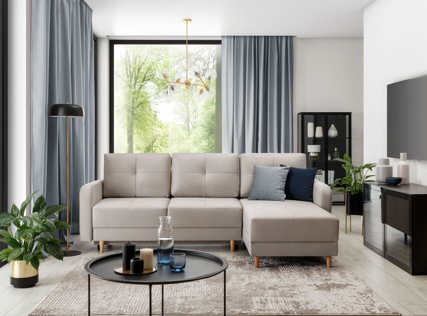 Corner Sleeper Sofa West Braemar 17 | size: Width: 240cm, Height: 90cm, Depth: 165cm | color: Savoi | image: 1 | variant: 1016100