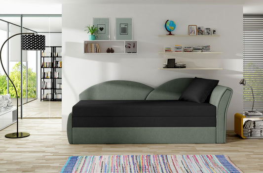 Corner Sleeper Sofa West Llandovery 1 | size: Width: 218cm, Height: 77cm, Depth: 80cm | color: Black/Green | image: 1 | variant: 1015005