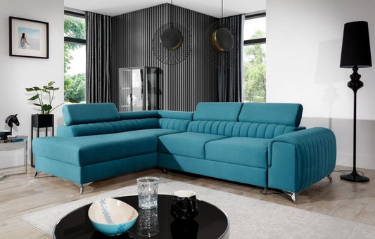 Corner Sleeper Sofa West London 5 | size: Width: 275cm, Height: 98cm, Depth: 205cm | color: Blue | image: 0 | variant: 1013851