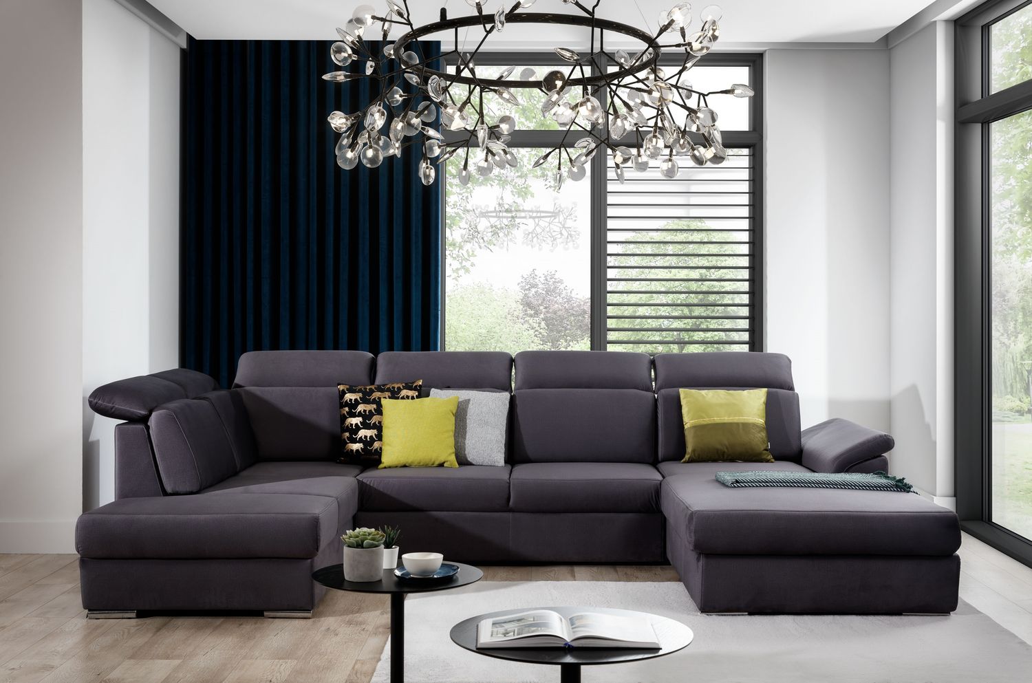 Corner Sleeper Sofa Winchester 38 | size: Width: 336cm, Height: 102cm, Depth: 216cm | color: Monolith | image: 1 | variant: 1016591