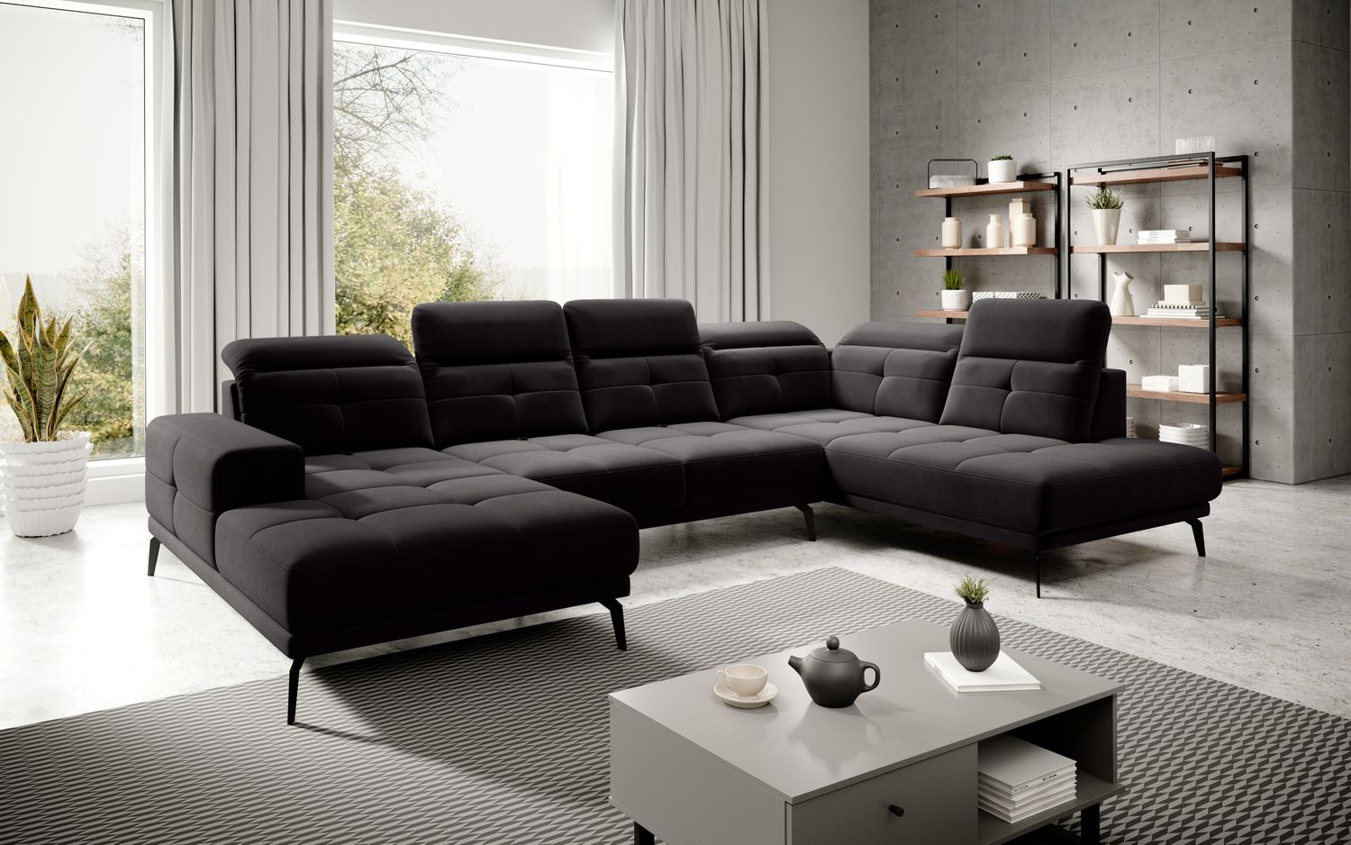 Corner Sofa Alnwick 70 | size: Width: 350cm, Height: 107cm, Depth: 205cm | color: Velvetmat | image: 1 | variant: 1015328