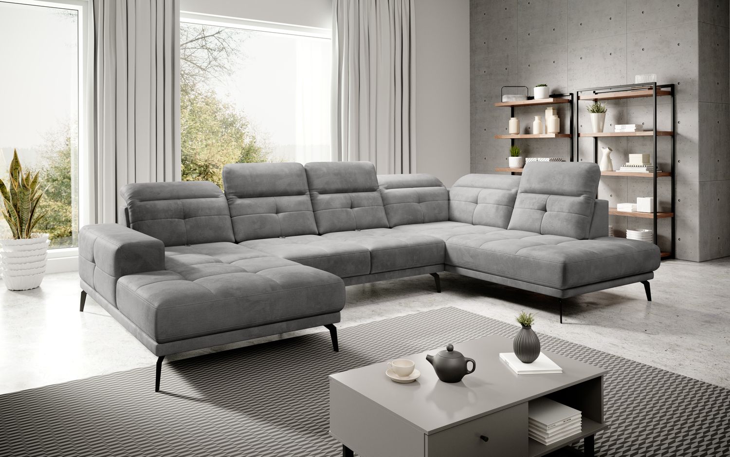 Corner Sofa Bretan 49 | size: Width: 350cm, Height: 107cm, Depth: 205cm | color: Nube | image: 1 | variant: 1014361