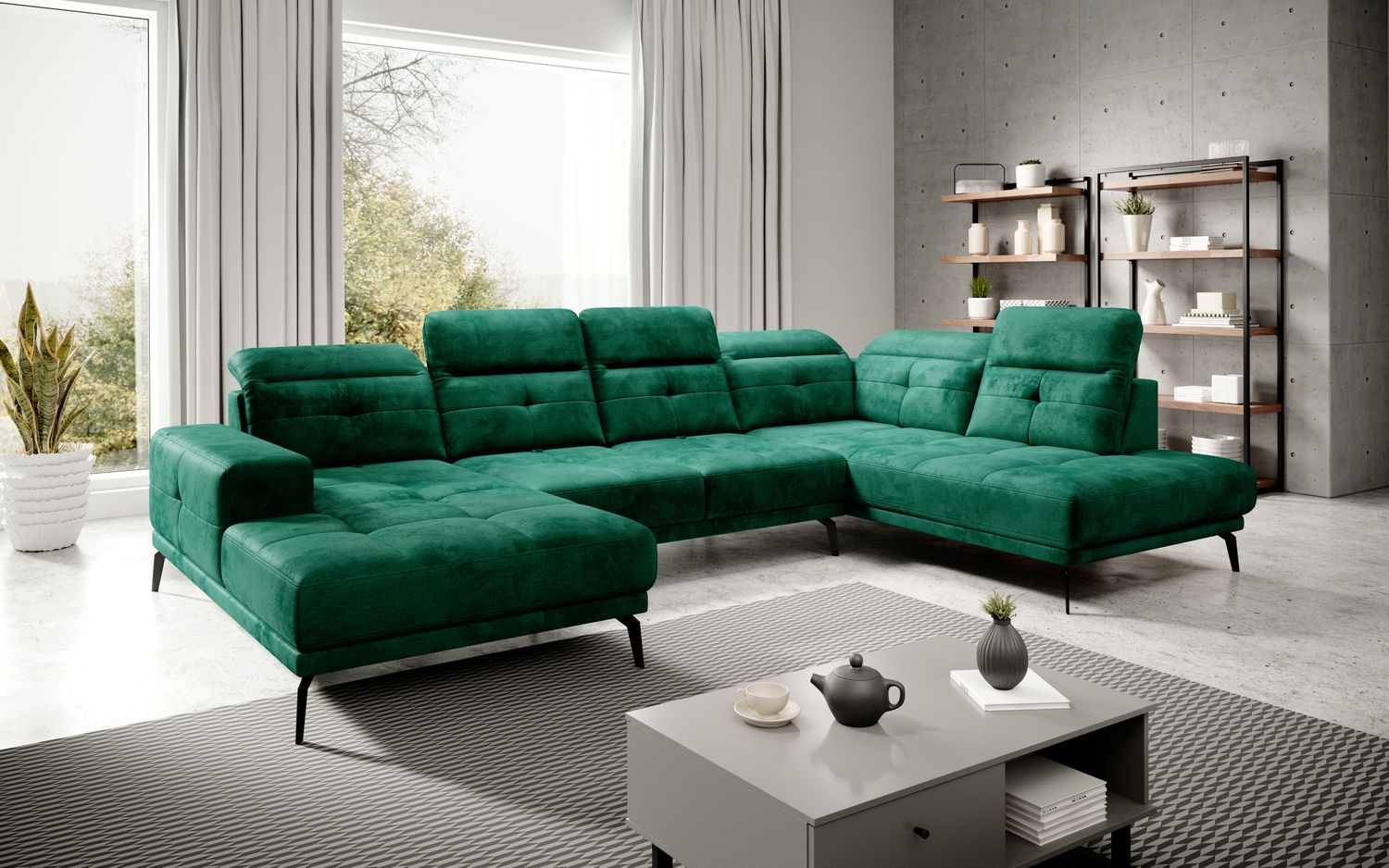 Corner Sofa Bretan 87 | size: Width: 350cm, Height: 107cm, Depth: 205cm | color: Nube | image: 1 | variant: 1014399
