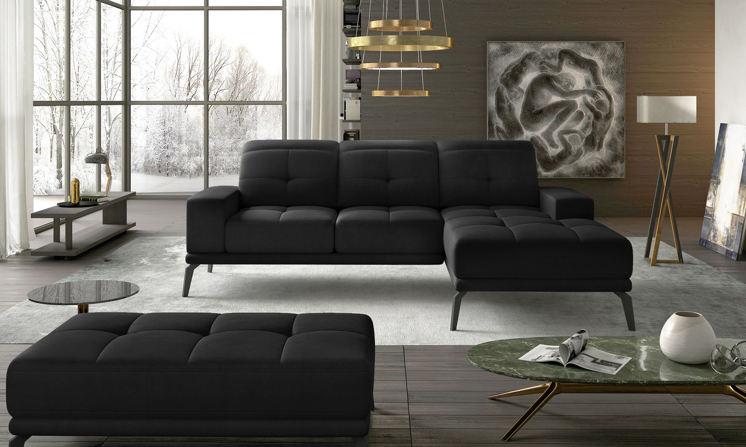 Corner Sofa East Piacenza 15 | size: Width: 265cm, Height: 98cm, Depth: 53cm | color: Mat/Velvet | image: 1 | variant: 1017487