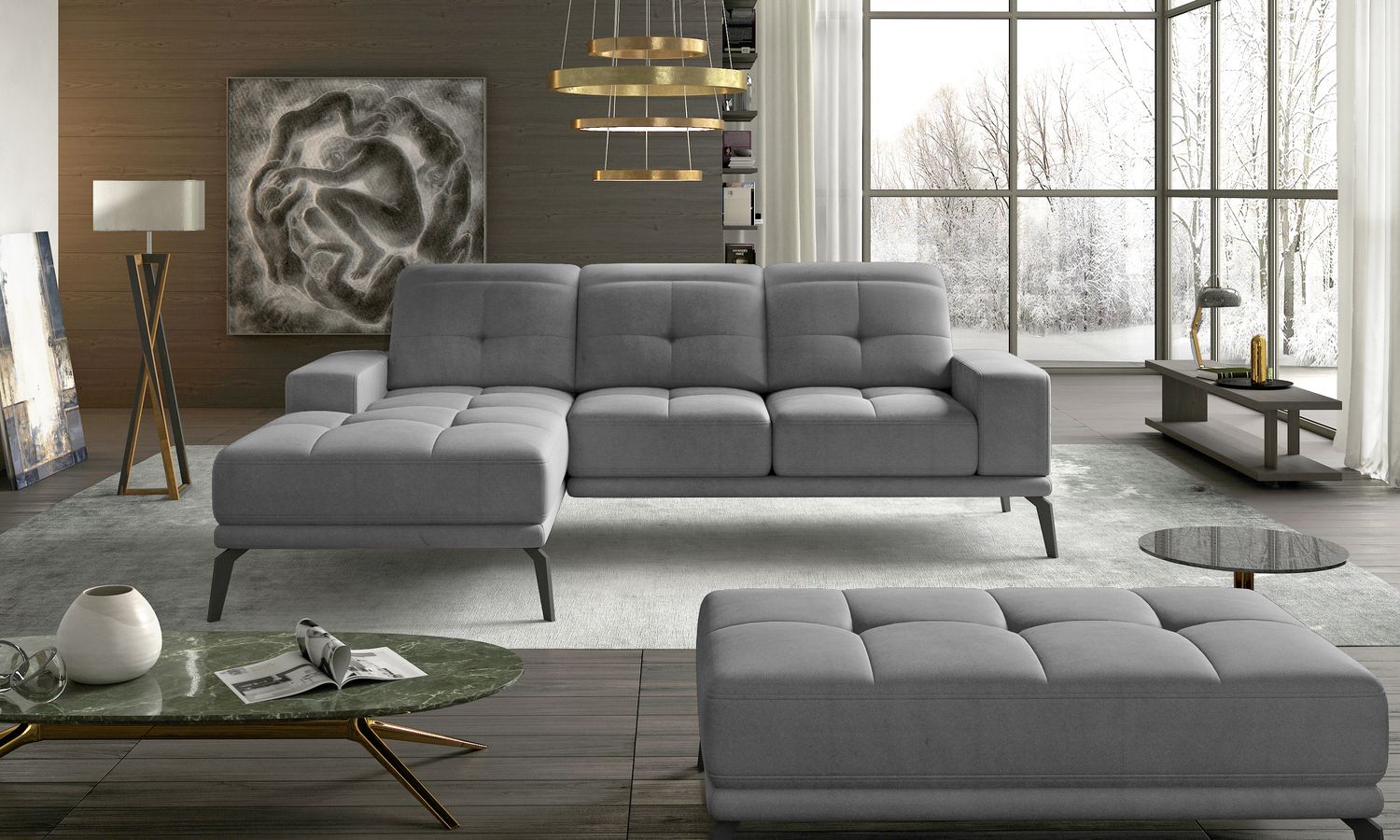 Corner Sofa East Piacenza 50 | size: Width: 265cm, Height: 98cm, Depth: 53cm | color: Monolith | image: 1 | variant: 1017522
