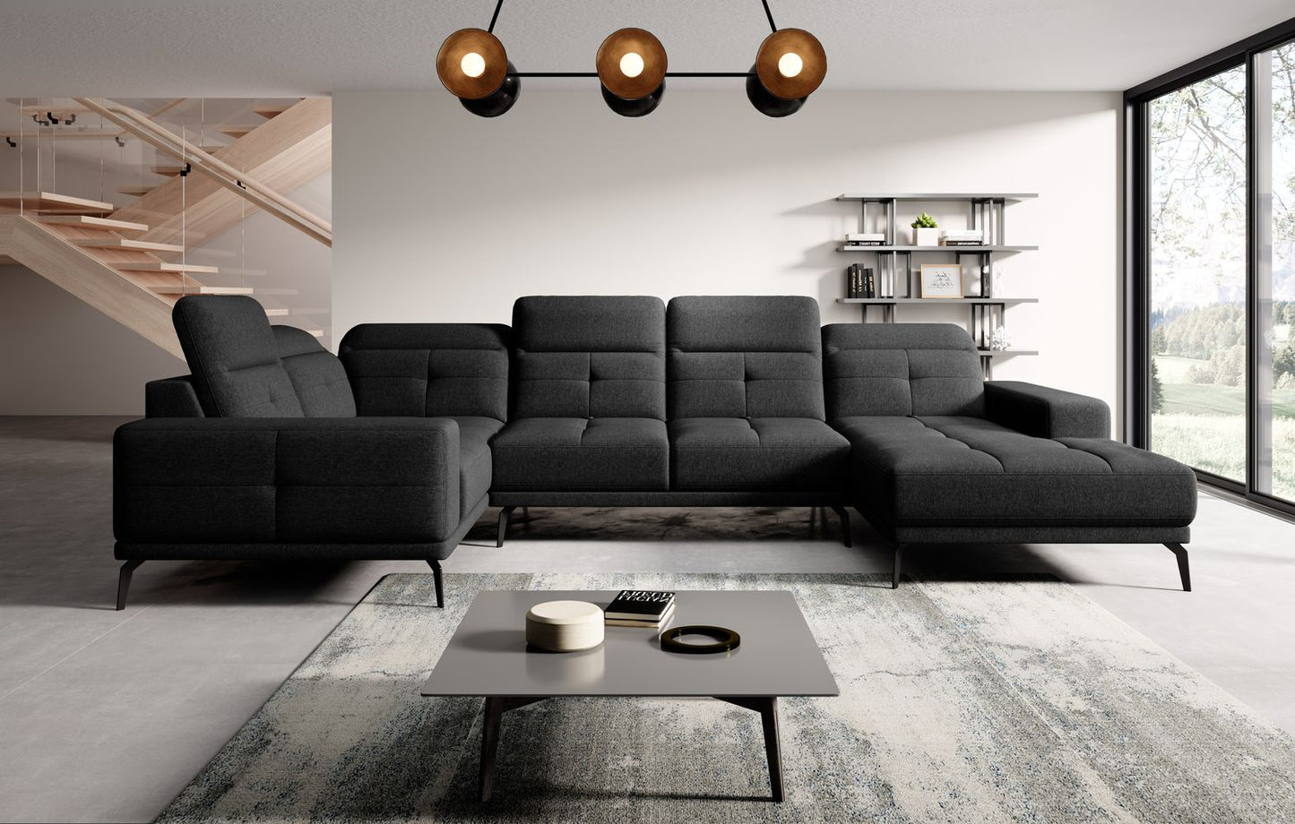 Corner Sofa Louth 23 | size: Width: 350cm, Height: 77cm, Depth: 201cm | color: Flores | image: 1 | variant: 1015900