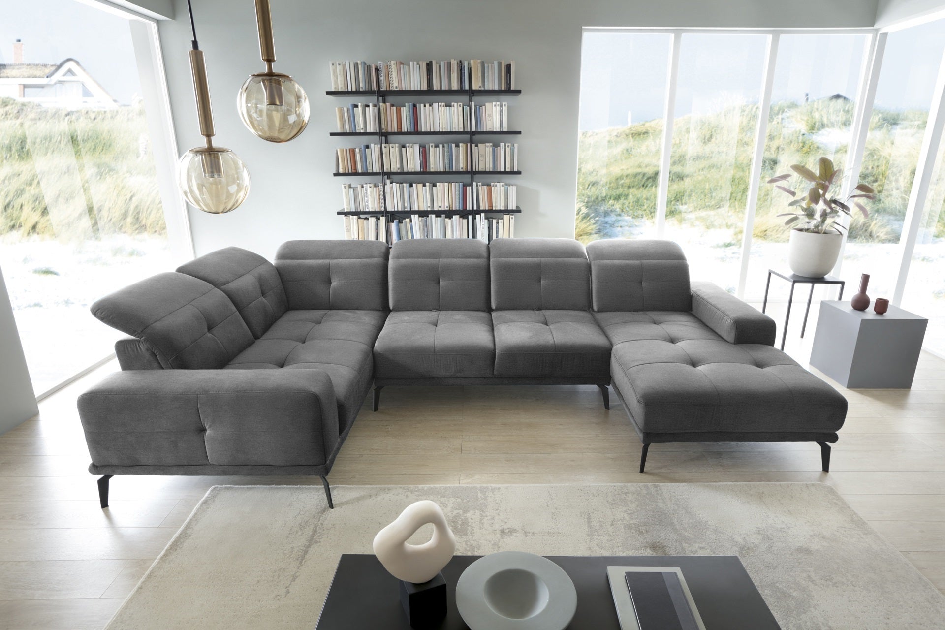 Corner Sofa Louth 5 | size: Width: 350cm, Height: 77cm, Depth: 201cm | color: Nube | image: 1 | variant: 1015882