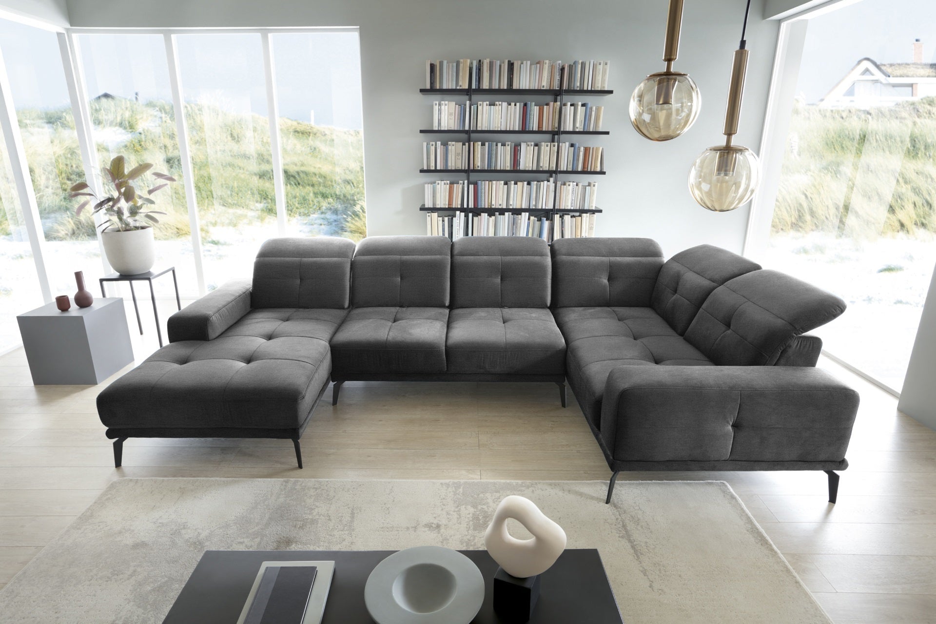 Corner Sofa Louth 74 | size: Width: 350cm, Height: 77cm, Depth: 201cm | color: Nube | image: 1 | variant: 1015951