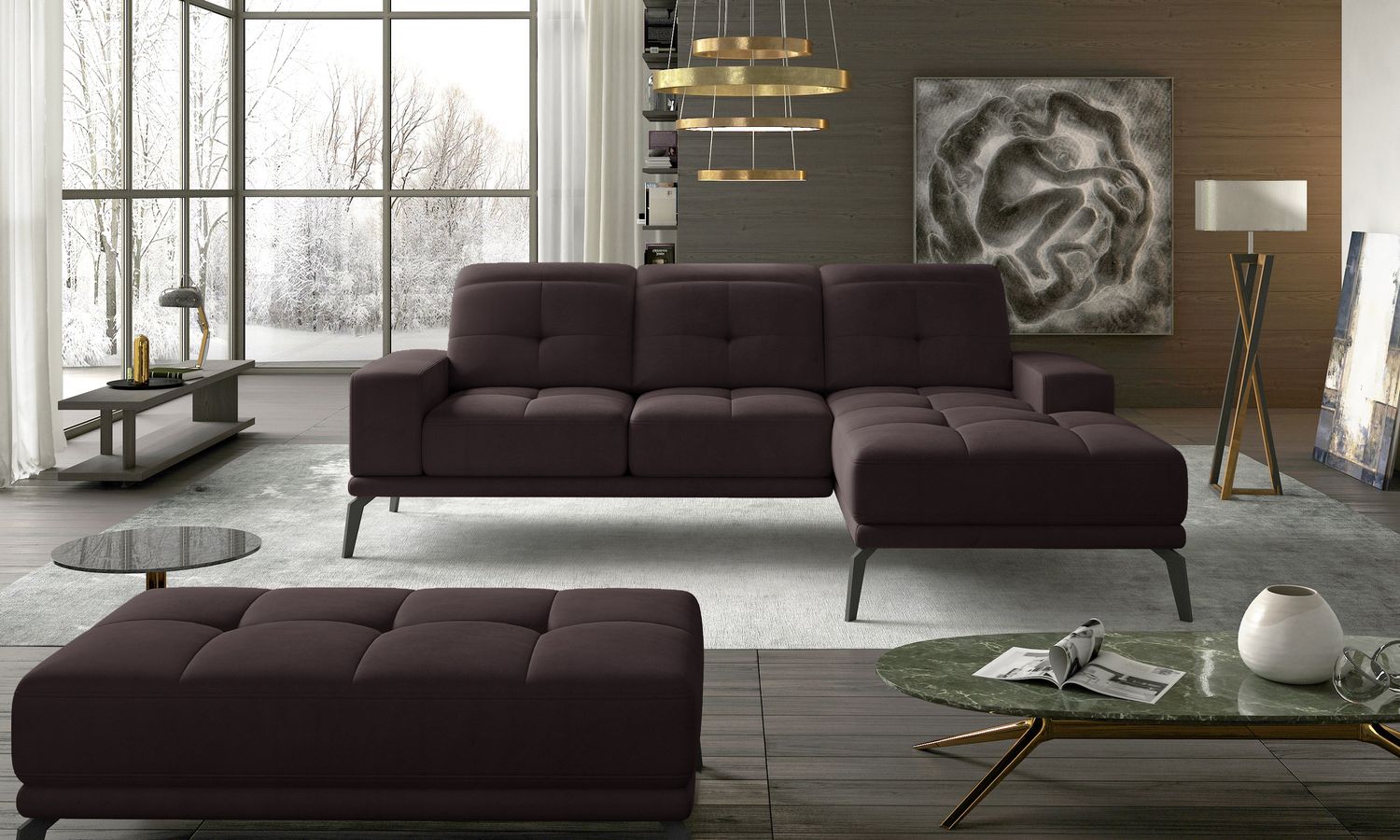 Corner Sofa Torrense 13 | size: Width: 265cm, Height: 98cm, Depth: 53cm | color: Mat/Velvet | image: 1 | variant: 1016539