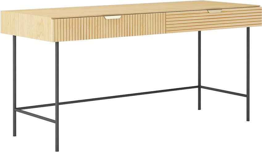 Desk Bassel | size: Length: 60cm, Width: 120cm, Height: 75cm | color: Black/Oak | image: 1 | variant: 1016833