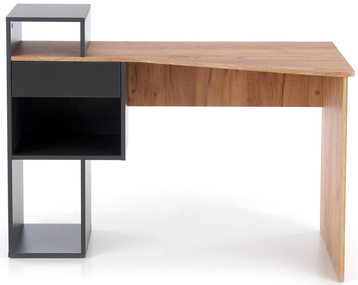 Desk Denver | size: Length: 57cm, Width: 127cm, Height: 90cm | color: Black/Oak | image: 1 | variant: 1003239
