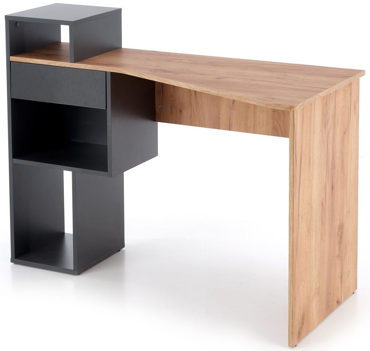 Desk Denver | size: Length: 57cm, Width: 127cm, Height: 90cm | color: Black/Oak | image: 2 | variant: 1003239