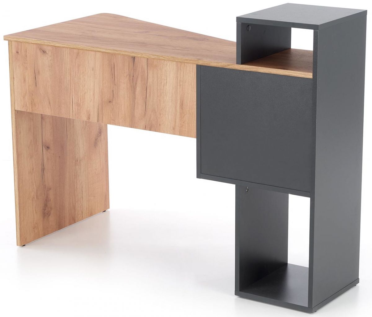 Desk Denver | size: Length: 57cm, Width: 127cm, Height: 90cm | color: Black/Oak | image: 3 | variant: 1003239