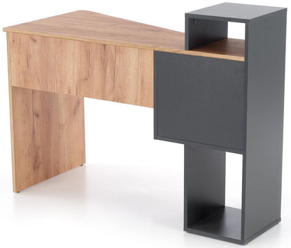 Desk Denver | size: Length: 57cm, Width: 127cm, Height: 90cm | color: Black/Oak | image: 3 | variant: 1003239