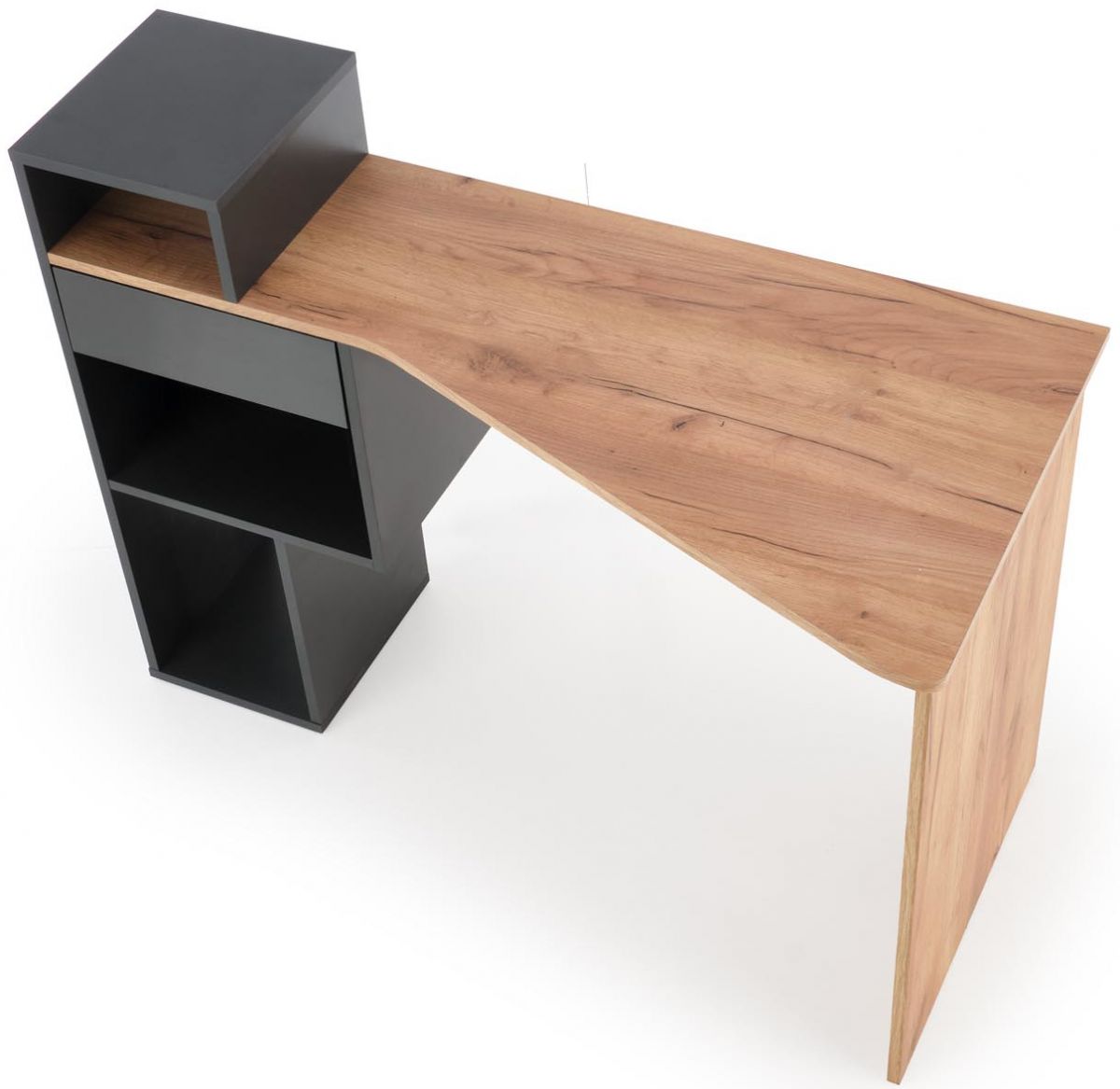Desk Denver | size: Length: 57cm, Width: 127cm, Height: 90cm | color: Black/Oak | image: 5 | variant: 1003239