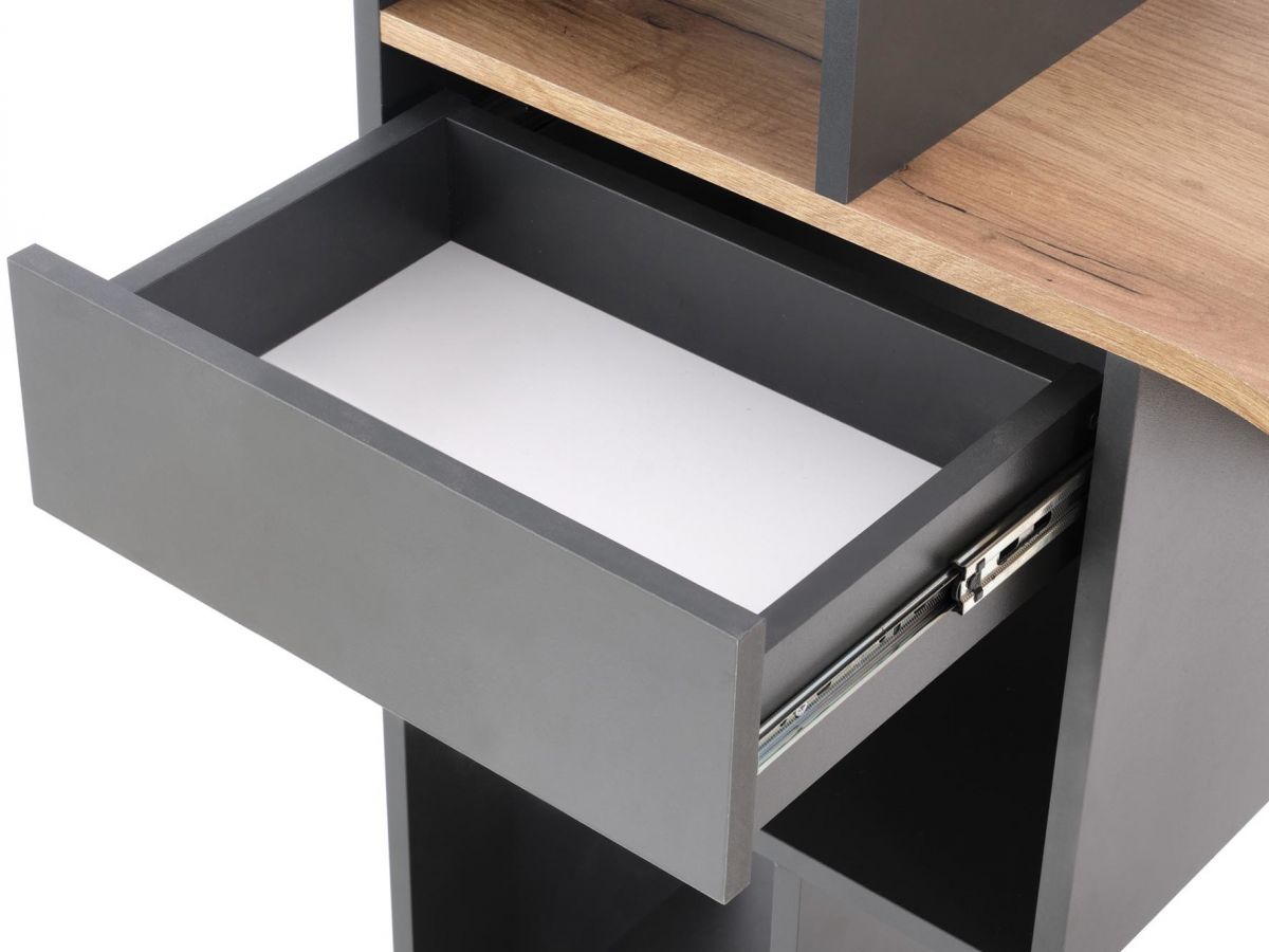 Desk Denver | size: Length: 57cm, Width: 127cm, Height: 90cm | color: Black/Oak | image: 8 | variant: 1003239