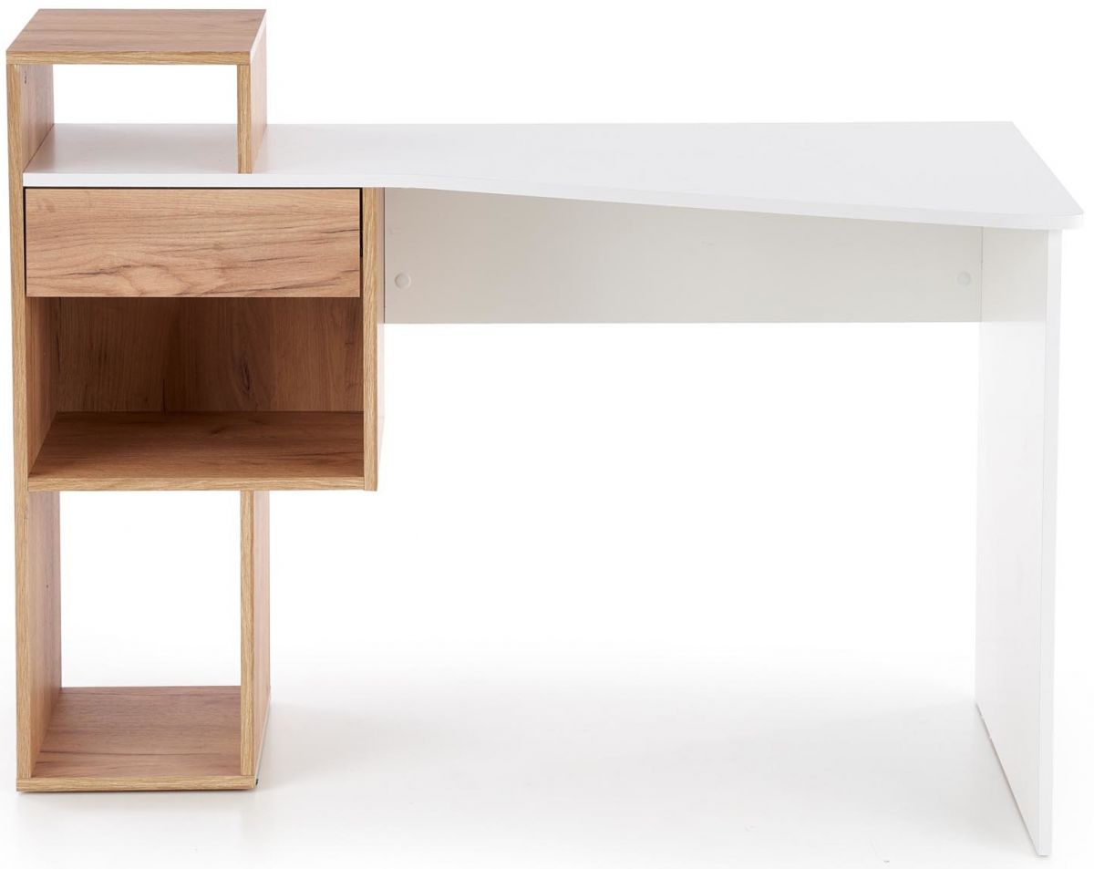 Desk Denver | size: Length: 57cm, Width: 127cm, Height: 90cm | color: White/Oak | image: 1 | variant: 1003240