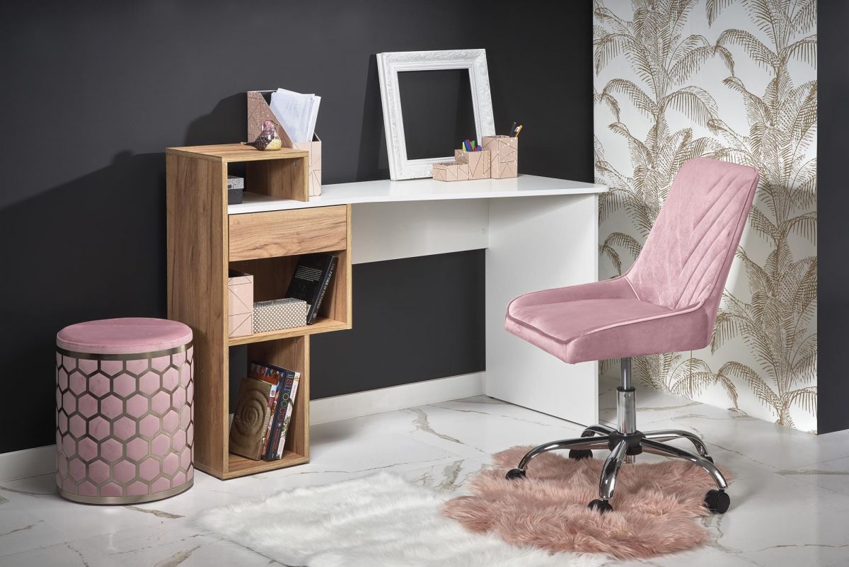 Desk Denver | size: Length: 57cm, Width: 127cm, Height: 90cm | color: White/Oak | image: 10 | variant: 1003240