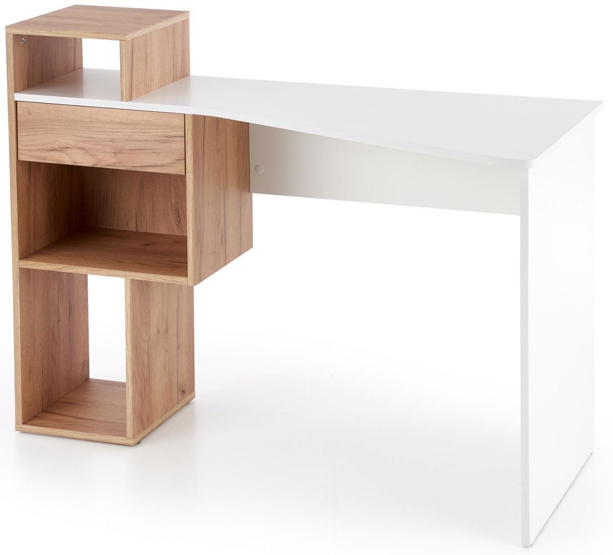 Desk Denver | size: Length: 57cm, Width: 127cm, Height: 90cm | color: White/Oak | image: 2 | variant: 1003240