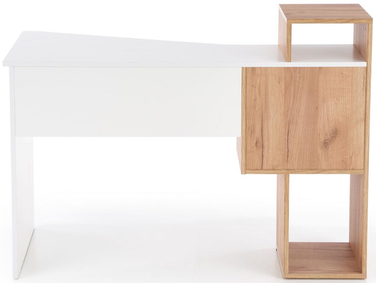Desk Denver | size: Length: 57cm, Width: 127cm, Height: 90cm | color: White/Oak | image: 4 | variant: 1003240