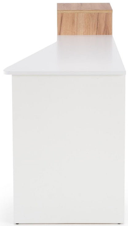 Desk Denver | size: Length: 57cm, Width: 127cm, Height: 90cm | color: White/Oak | image: 5 | variant: 1003240