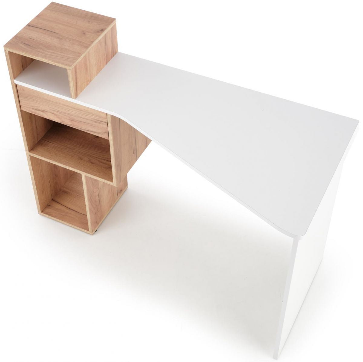 Desk Denver | size: Length: 57cm, Width: 127cm, Height: 90cm | color: White/Oak | image: 6 | variant: 1003240