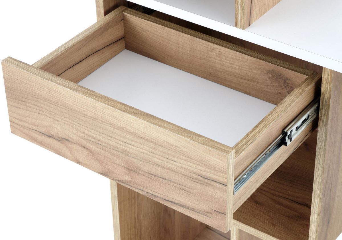 Desk Denver | size: Length: 57cm, Width: 127cm, Height: 90cm | color: White/Oak | image: 9 | variant: 1003240