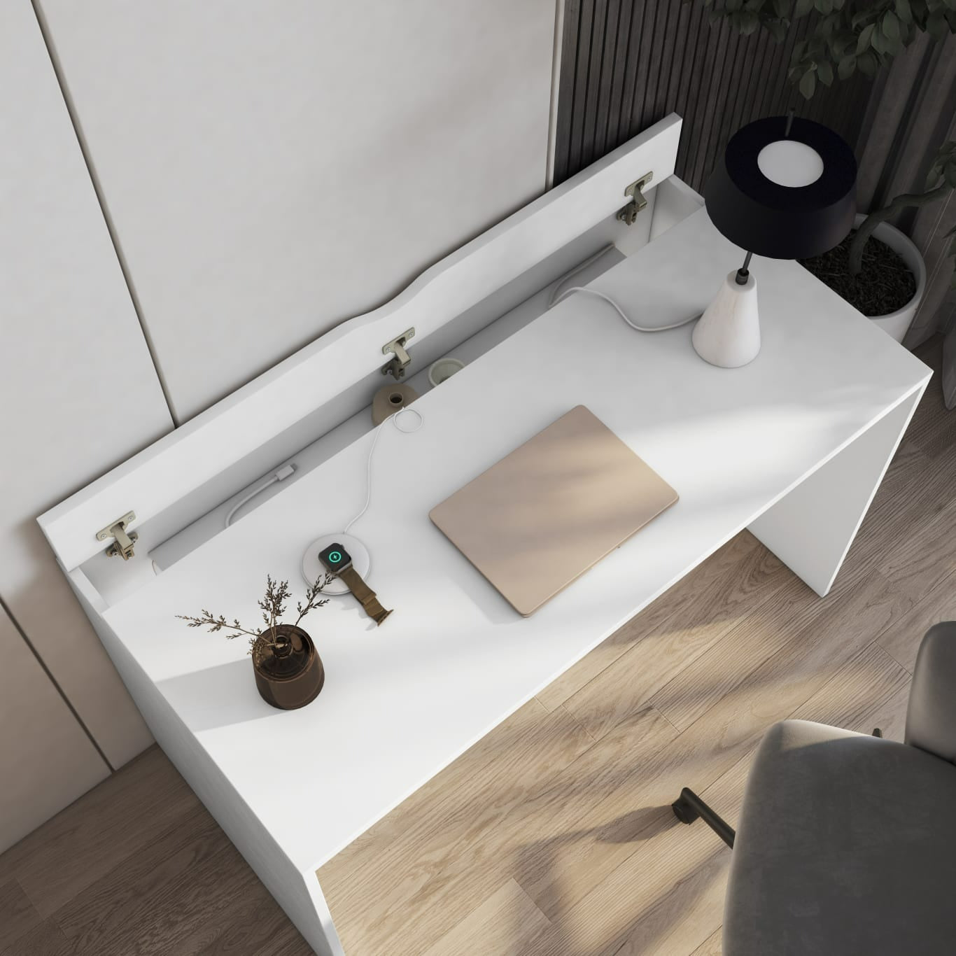 Desk Vercelli | size: Length: 60cm, Width: 120cm, Height: 75cm | color: White | image: 4 | variant: 1010570