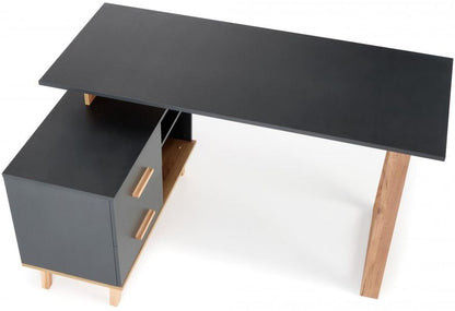 Desk West Ascot | size: Length: 90cm, Width: 210cm, Height: 78cm | color: Oak/Grey | image: 2 | variant: 1007203