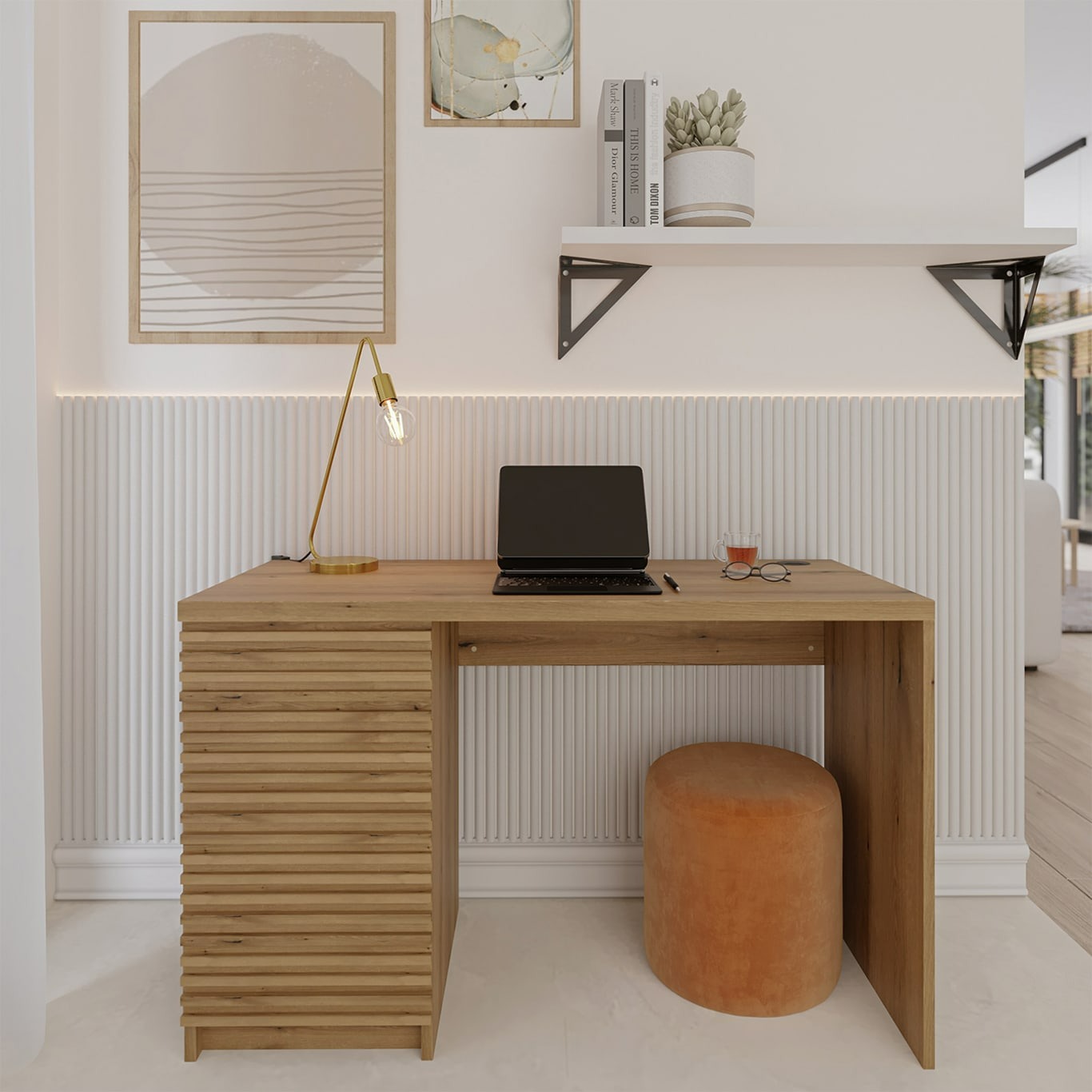 Desk West Skien 1 | size: Length: 60cm, Width: 120cm, Height: 75cm | color: Oak | image: 4 | variant: 1018106