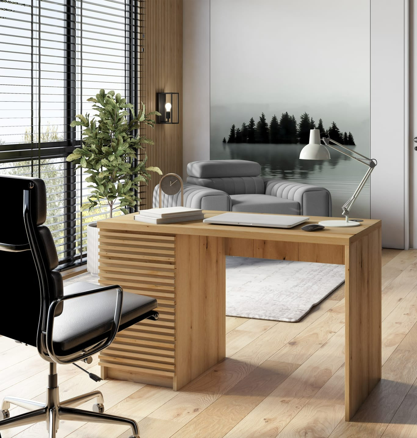 Desk West Skien | size: Length: 60cm, Width: 140cm, Height: 75cm | color: Oak | image: 3 | variant: 1018105