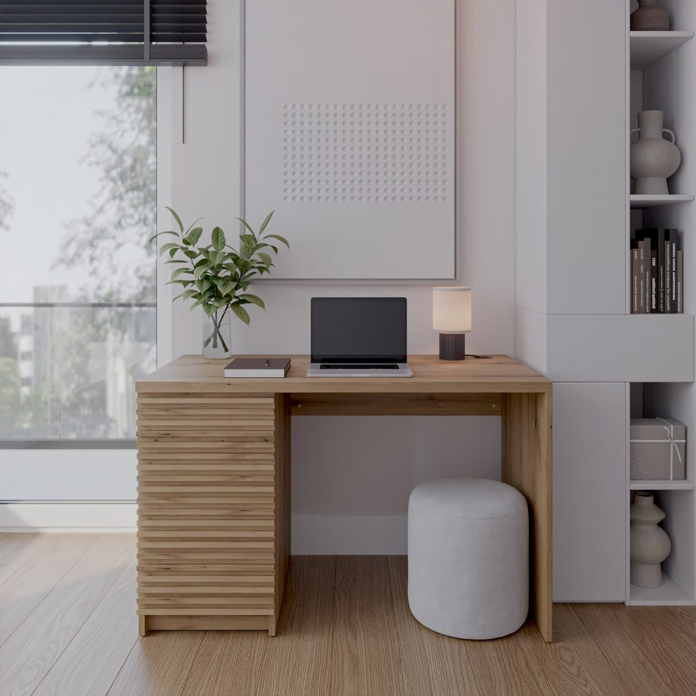 Desk West Skien | size: Length: 60cm, Width: 140cm, Height: 75cm | color: Oak | image: 5 | variant: 1018105