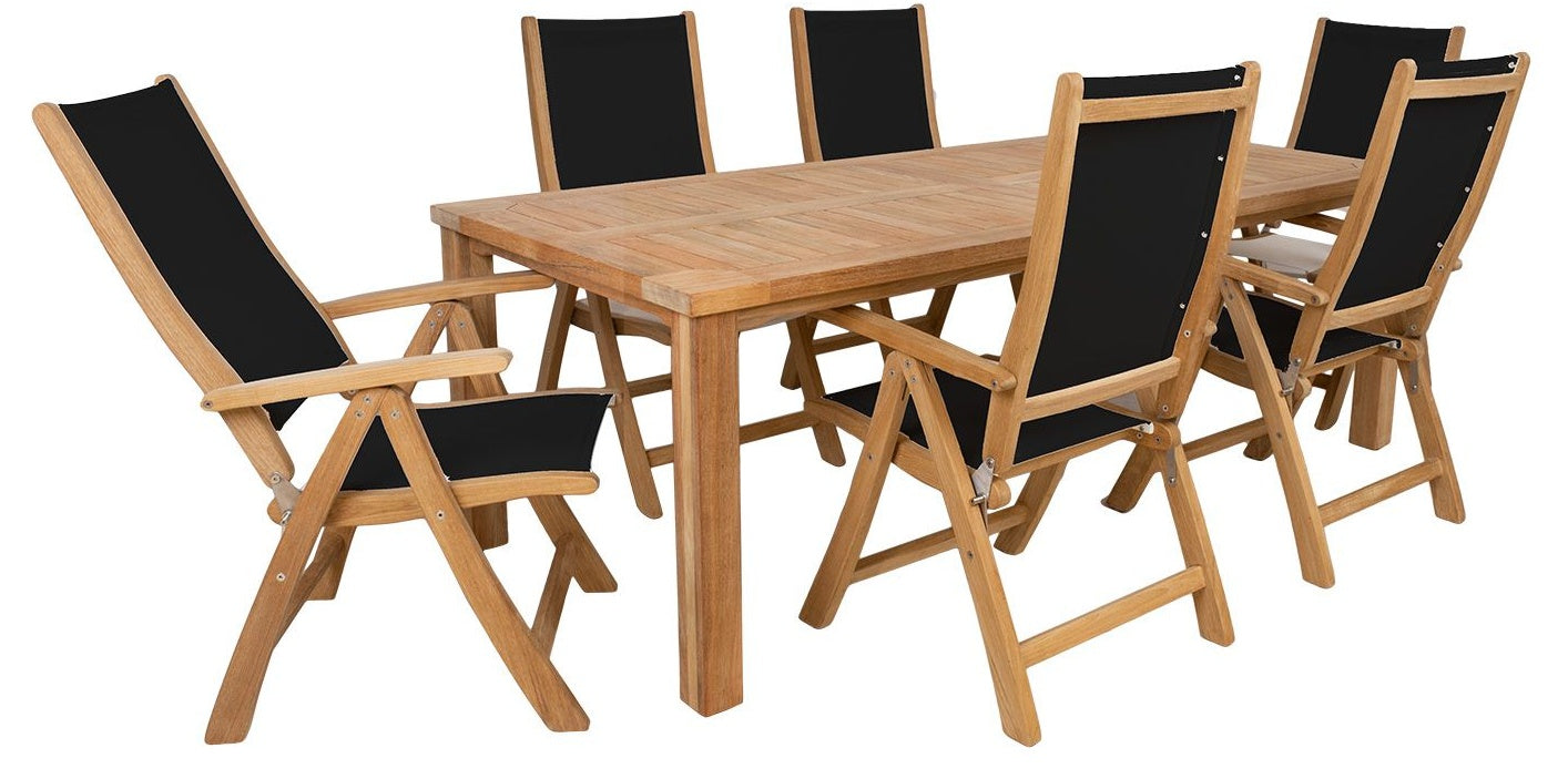 Dining Room Furniture Set Bali | size: Length: 100cm, Width: 220cm, Height: 75cm | color: Brown/Black | image: 0 | variant: 1018025