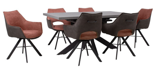 Dining Room Furniture Set Bromley | size: Length: 90cm, Width: 200cm, Height: 76cm | color: Black/Orange/Grey | image: 0 | variant: 1005469