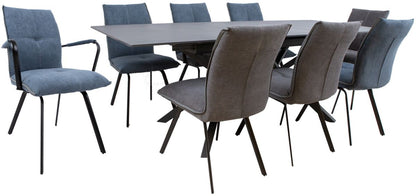 Dining Room Furniture Set Bromley | size: Length: 90cm, Width: 220cm, Height: 76cm | color: Black/Grey/Blue | image: 1 | variant: 1001681