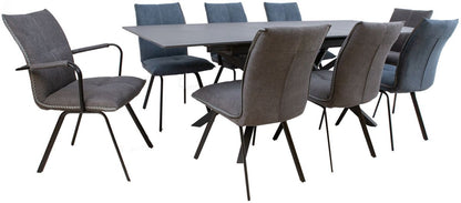 Dining Room Furniture Set Bromley | size: Length: 90cm, Width: 220cm, Height: 76cm | color: Black/Grey | image: 1 | variant: 1001680