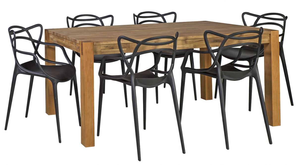 Dining Room Furniture Set Chicago New 8 | size: Length: 90cm, Width: 180cm, Height: 76cm | color: Brown/Black | image: 0 | variant: 1011340