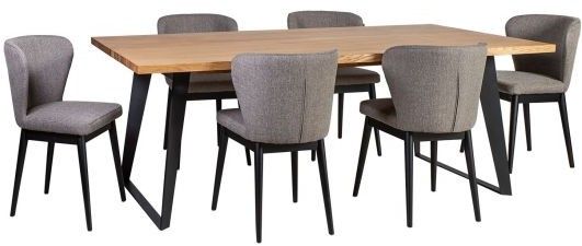 Dining Room Furniture Set Colchester | size: Length: 100cm, Width: 220cm, Height: 75cm | color: Black/Oak/Grey | image: 1 | variant: 1005870