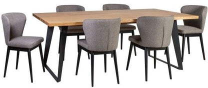 Dining Room Furniture Set Colchester | size: Length: 100cm, Width: 220cm, Height: 75cm | color: Black/Oak/Grey | image: 1 | variant: 1005870