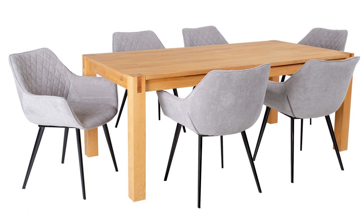 Dining Room Furniture Set Drammen | size: Length: 90cm, Width: 180cm, Height: 76cm | color: Brown/Black/Grey | image: 0 | variant: 1005467