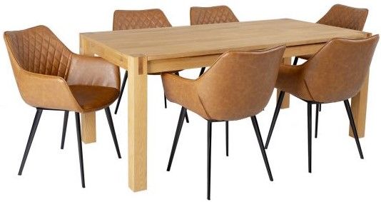Dining Room Furniture Set Drammen | size: Length: 90cm, Width: 180cm, Height: 76cm | color: Brown/Black/Oak | image: 1 | variant: 1005874