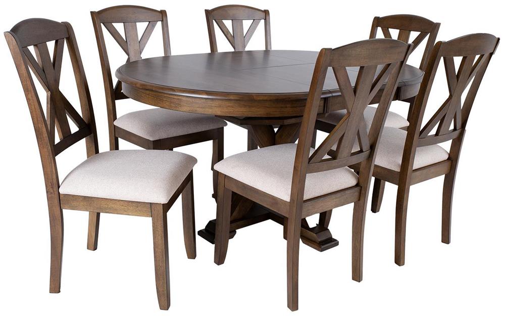 Dining Room Furniture Set East Belgrade | size: Length: 46cm, Width: 106cm, Height: 76cm | color: Brown/Grey | image: 1 | variant: 1006160