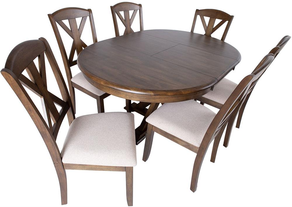 Dining Room Furniture Set East Belgrade | size: Length: 46cm, Width: 106cm, Height: 76cm | color: Brown/Grey | image: 2 | variant: 1006160