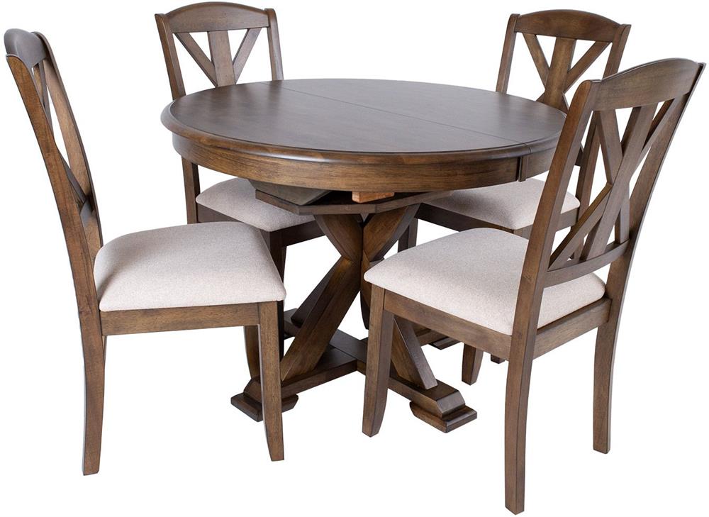 Dining Room Furniture Set East Belgrade | size: Length: 46cm, Width: 106cm, Height: 76cm | color: Brown/Grey | image: 3 | variant: 1006160
