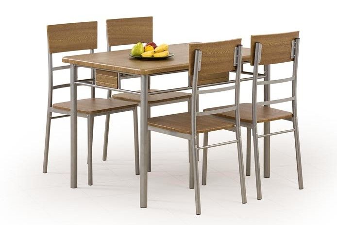 Dining Room Furniture Set East Innsbruck | size: Length: 70cm, Width: 110cm, Height: 76cm | color: Brown/Grey | image: 1 | variant: 1006895