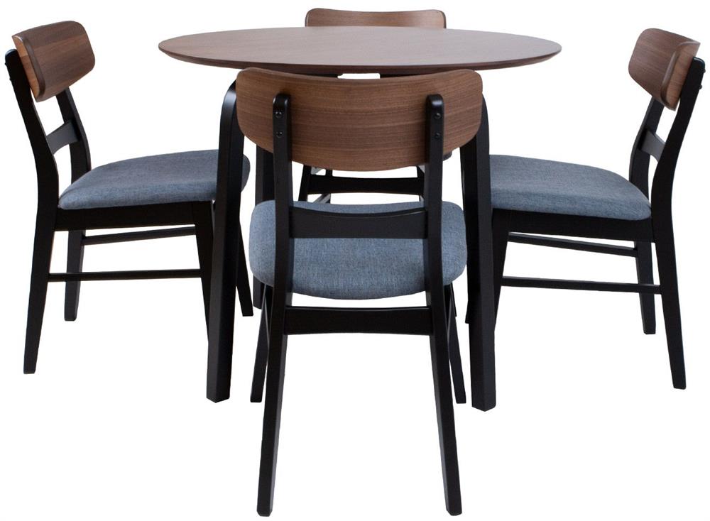 Dining Room Furniture Set East Jonava | size: Length: 90cm, Width: 90cm, Height: 75cm | color: Brown/Black/Grey | image: 2 | variant: 1006163
