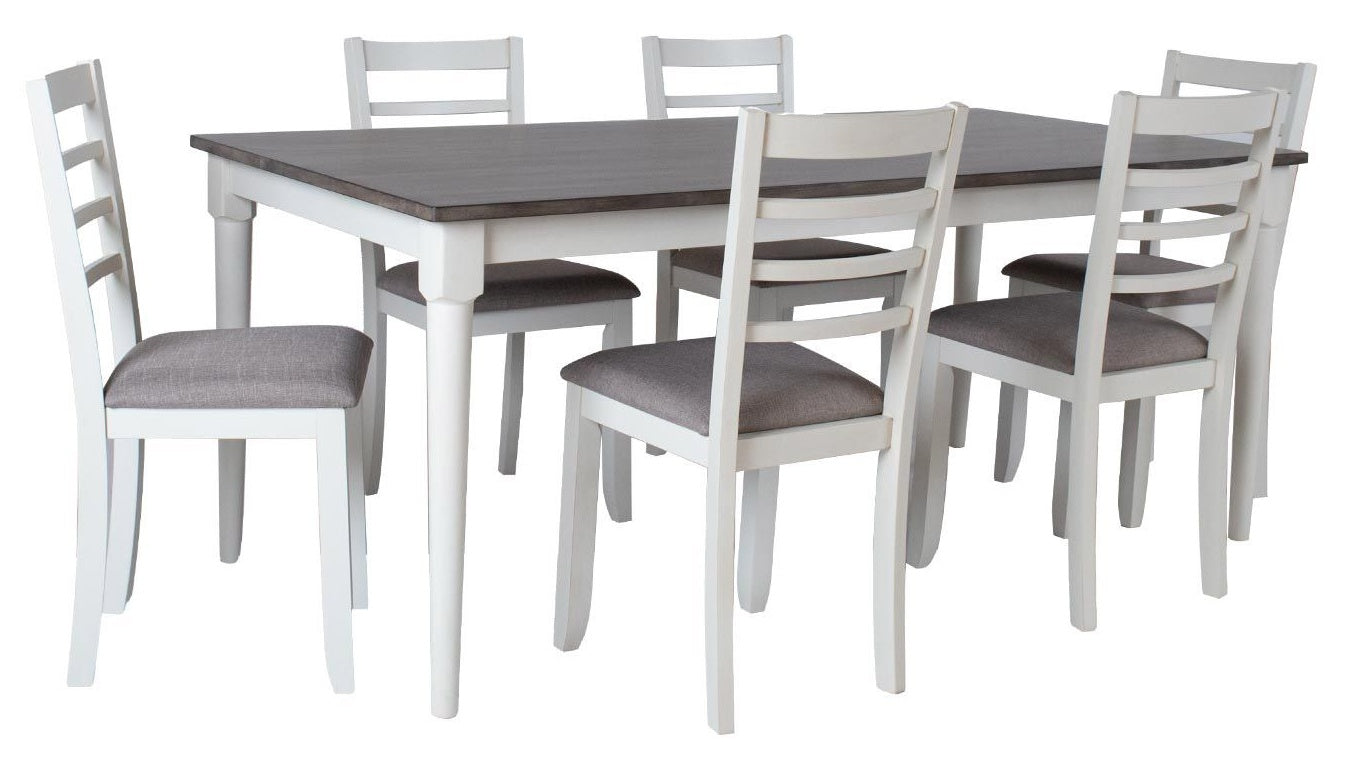 Dining Room Furniture Set East Mazeikiai | size: Length: 91cm, Width: 183cm, Height: 75cm | color: White/Grey | image: 0 | variant: 1006528